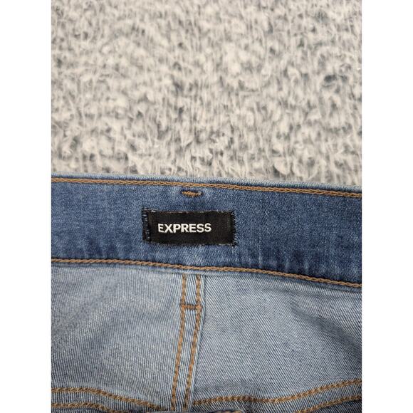 Express Jeans Womens 8 Blue Super High Rise Mom Jean Normcore Distressed Stretch - Picture 4 of 11